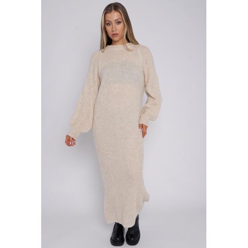 Long Knitted Mock Neck Dress